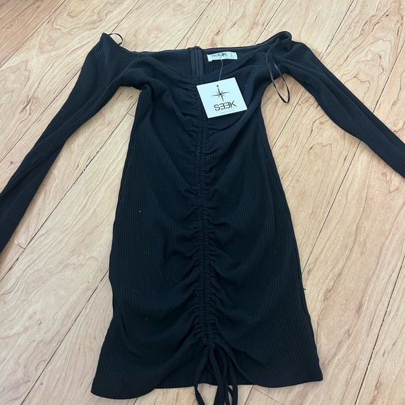 Seek Black Off-Shoulder Dress - Picture 1 of 3